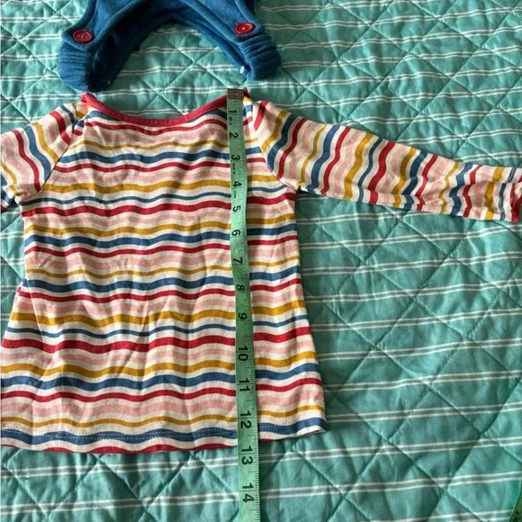 Disney Junior Minnie Girl 12 m Overalls 2 pc Blue with striped long Sleeve top - Picture 8 of 11